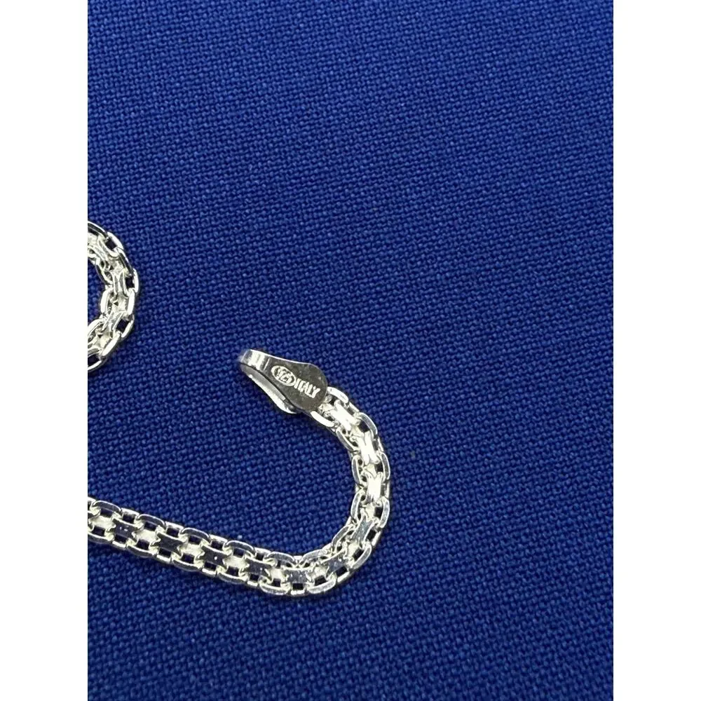 925 Italy Sterling Silver Bismarck Link Bracelet 2.5mm 10in